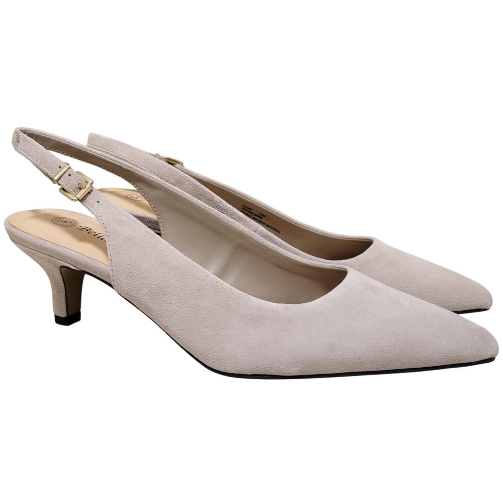 Bella Vita Women Scarlett Pointed Toe Slingback Heel Size US 10M Almond Kidsuede